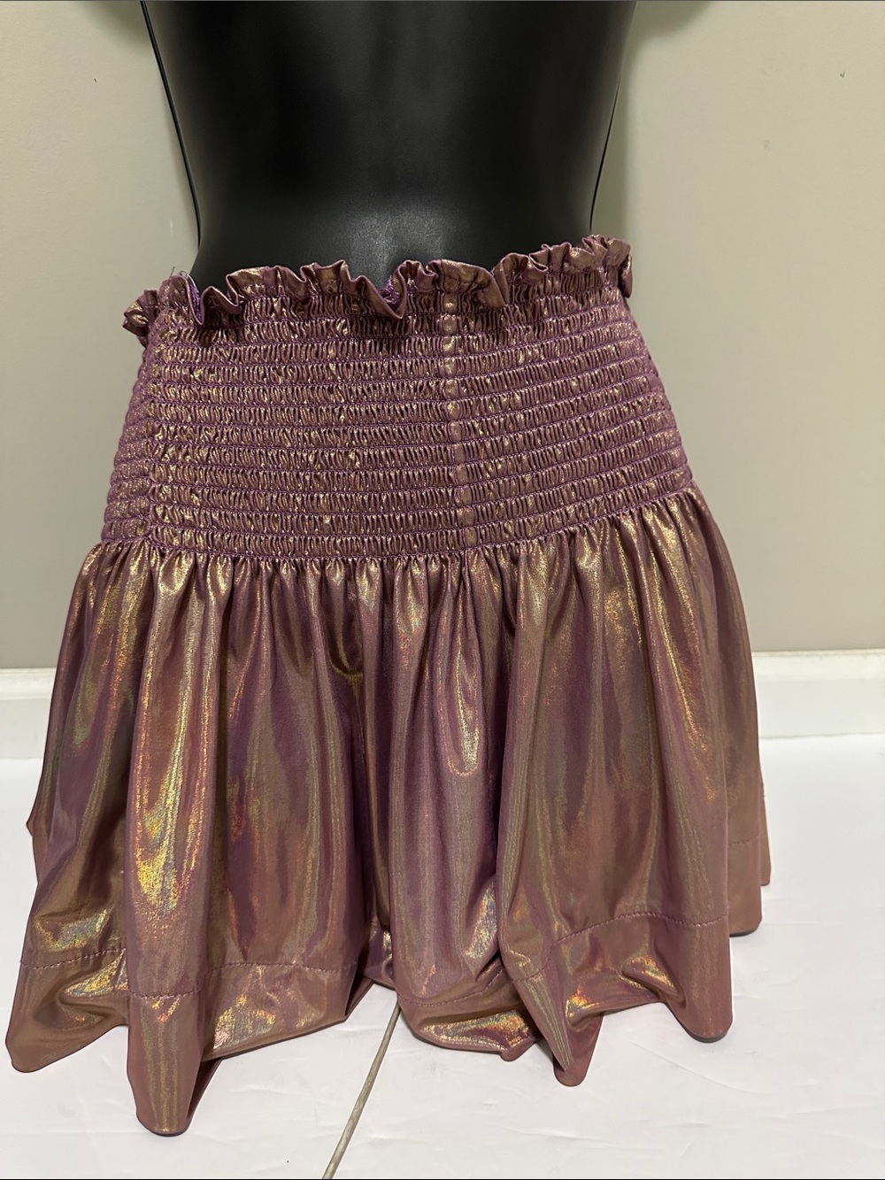 Queen of Sparkles Shimmery purple Metallic Smocked Shorts Small